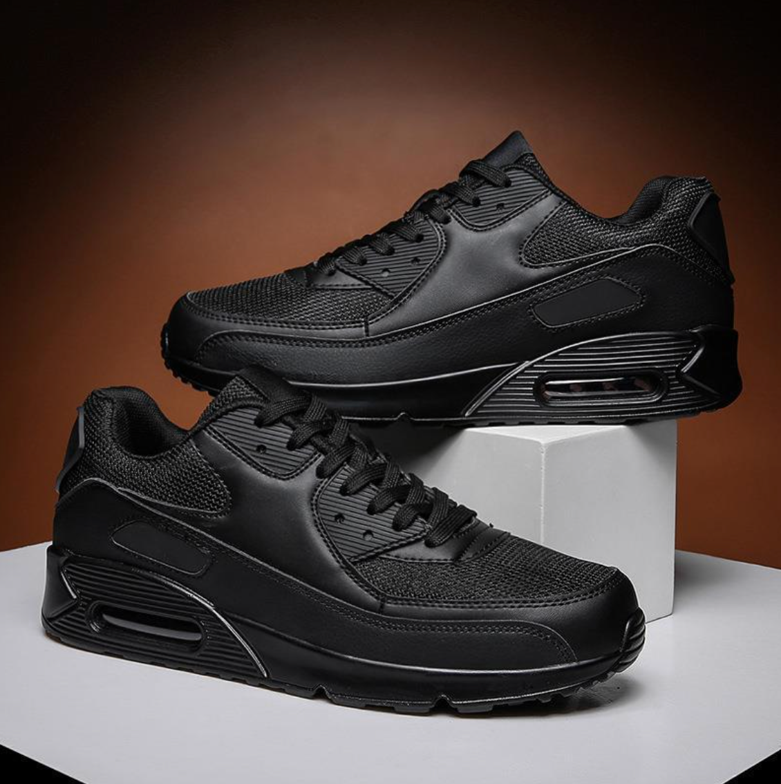 Air cushion lace-up sneakers with chunky layered sole