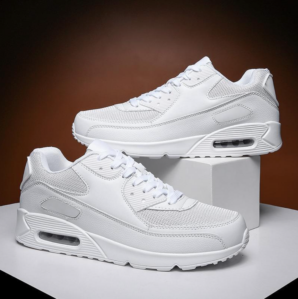 Air cushion lace-up sneakers with chunky layered sole