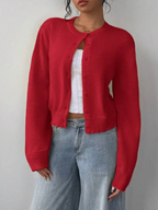Women's slim fit knitted cardigan with long sleeves and button front
