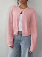 Women's slim fit knitted cardigan with long sleeves and button front