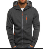 Men's full-zip hooded sweatshirt with zipped pockets and orange zip pulls