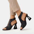 Sculptica  - Sculptural Block Heeled Sandals Evening Dinner Events
