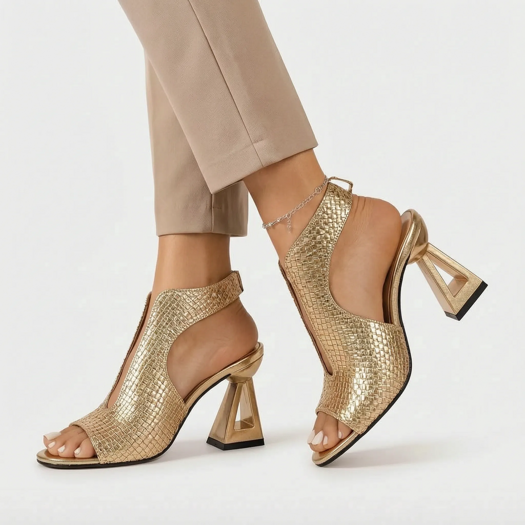 Sculptica  - Sculptural Block Heeled Sandals Evening Dinner Events