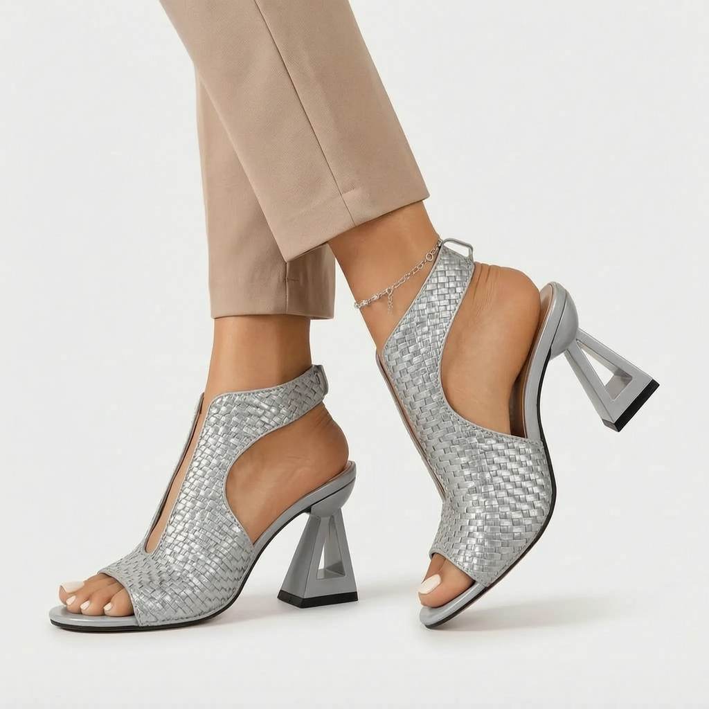 Sculptica  - Sculptural Block Heeled Sandals Evening Dinner Events