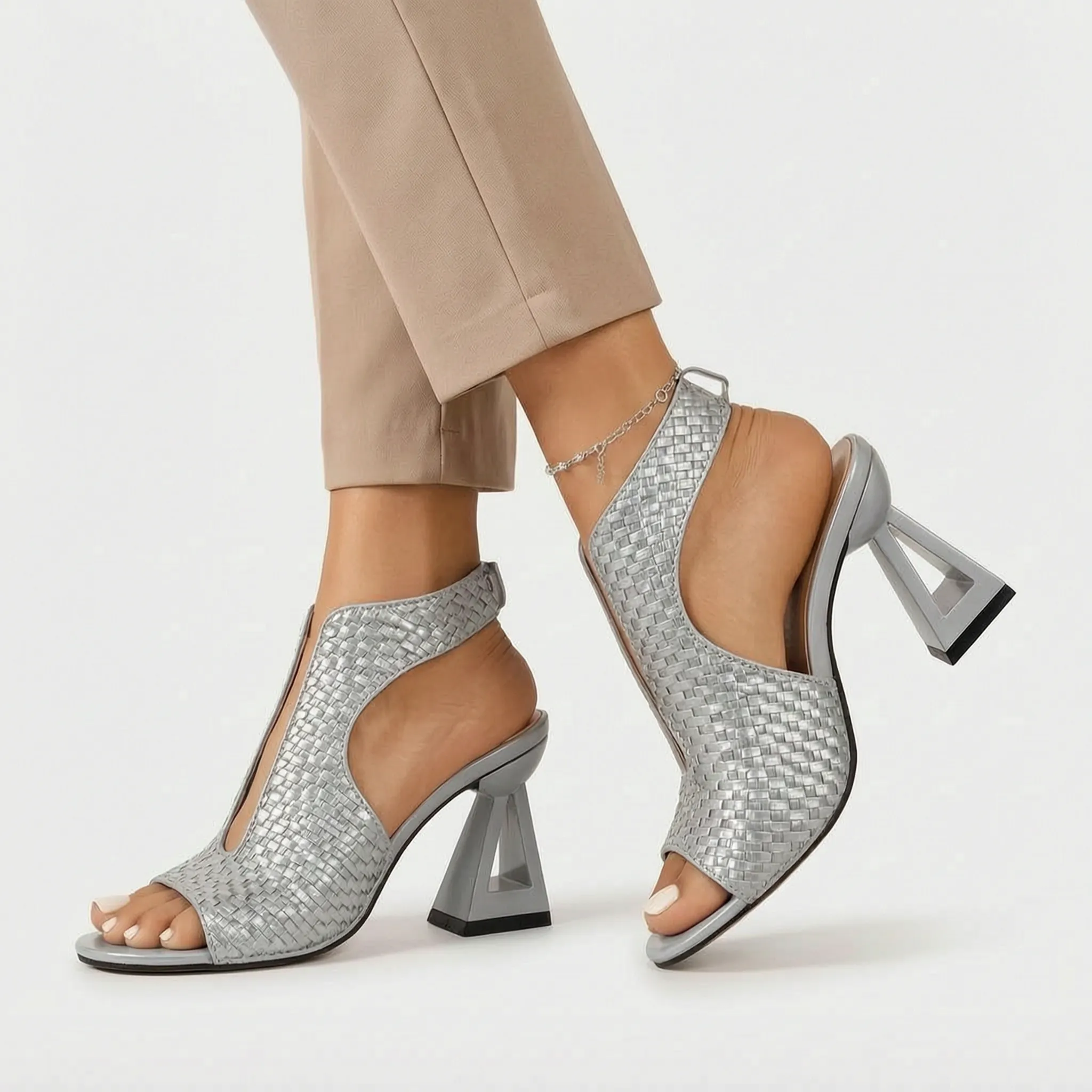 Sculptica  - Sculptural Block Heeled Sandals Evening Dinner Events