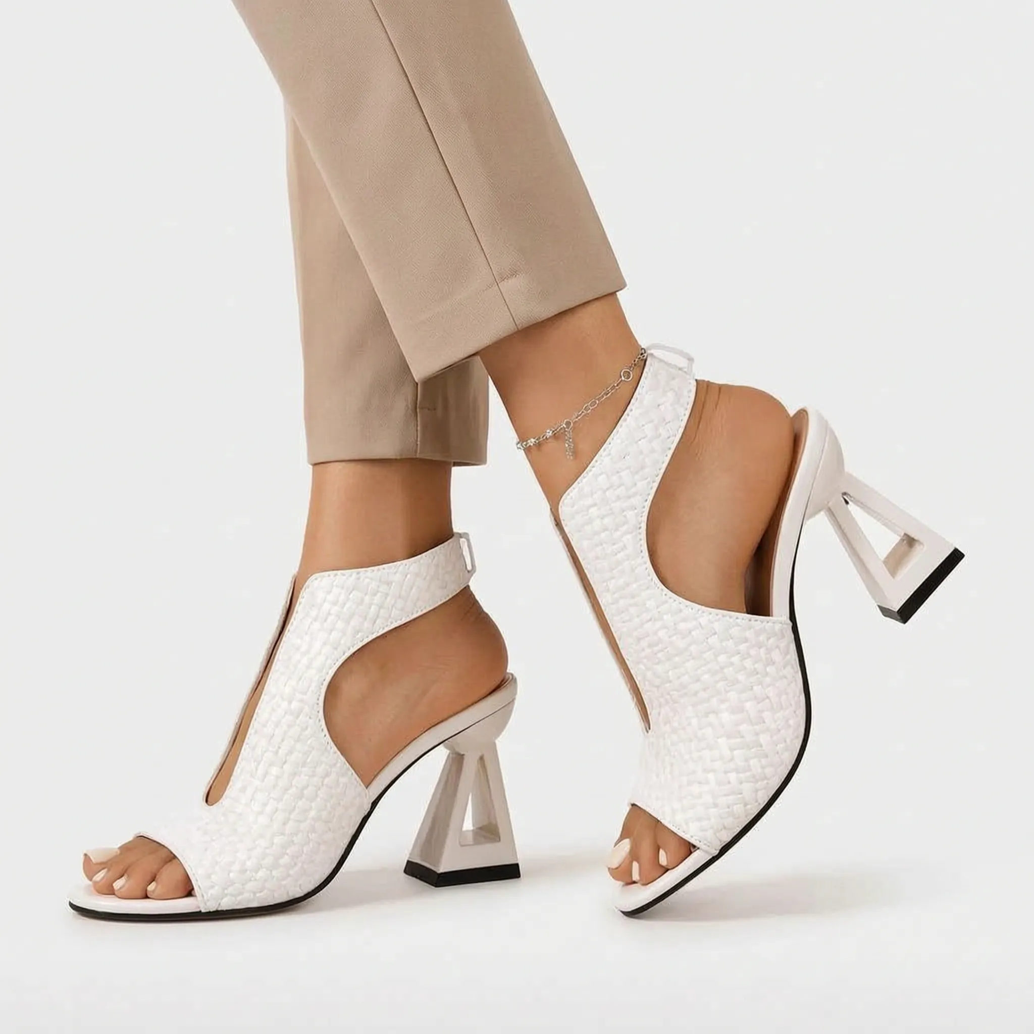 Sculptica  - Sculptural Block Heeled Sandals Evening Dinner Events