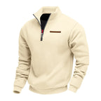 Men's quarter-zip fleece sweatshirt with mock neck and long sleeves