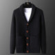 Textured knitted cardigan with shawl collar, buttons and patch pockets