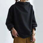 Women's plain high neck top with long sleeves and relaxed fit