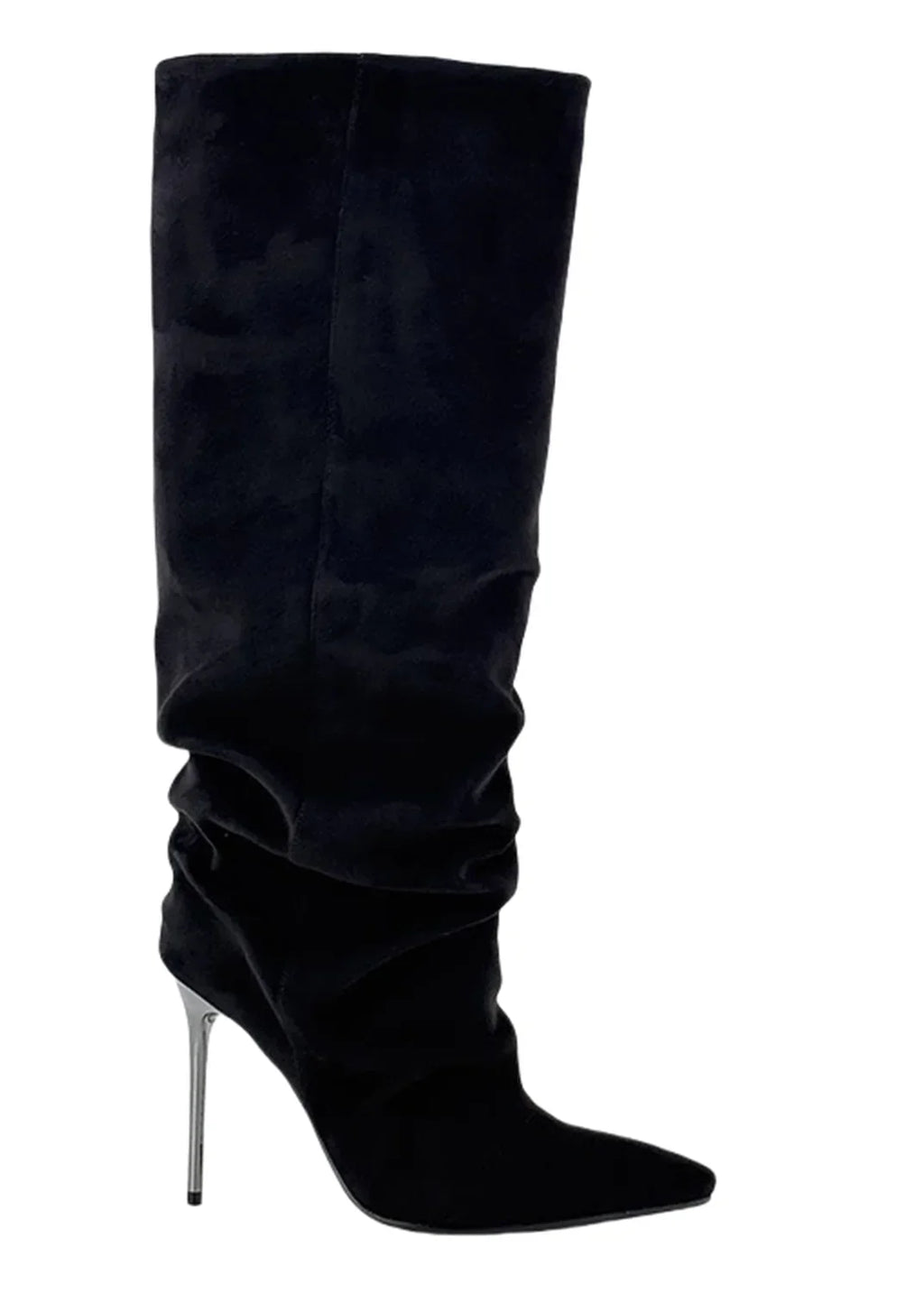 Women's slouch knee-high boots with pointed toes and stiletto heels