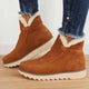 Women's ankle boots with light trim and flat ridged soles