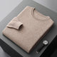 Plain crew neck sweater with long sleeves and ribbed trims