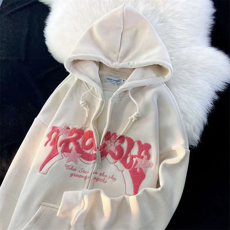 Men's Embroidered Graphic Zip-Up Hoodie