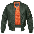 Men's quilted bomber jacket with zip front and side pockets