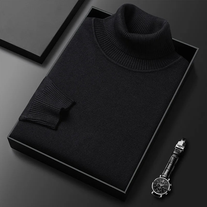 Ribbed turtleneck sweater with long sleeves and cuffed hem