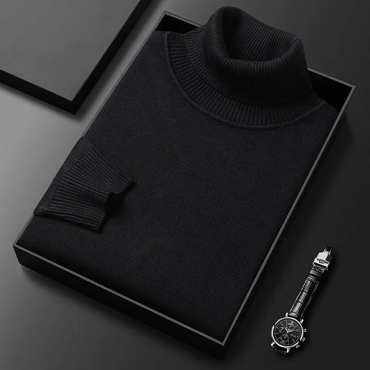 Ribbed turtleneck sweater with long sleeves and cuffed hem