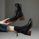 Women's ankle boots with side zipper and block heel