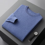 Plain crew neck sweater with long sleeves and ribbed trims
