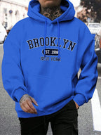 Men's long-sleeve graphic hoodie with drawstring hood and kangaroo pocket