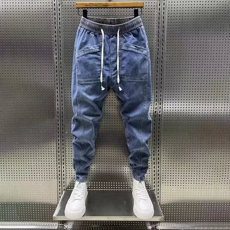 Men's Drawstring Denim Cargo Joggers