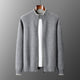 Men's mock neck zip cardigan with ribbed trim