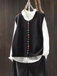 Women's sleeveless knit vest with V-neck and colorful buttons