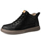 Men's lace-up ankle boots with stitched panels and platform sole