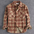 Men's checked long-sleeve shirt with two chest pockets