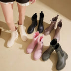 Women's Chelsea rain boots with elasticated side panels and chunky lug soles