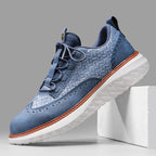 Textured lace-up sneakers with rounded toe and contrast sole trim