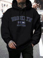 Men's long-sleeve graphic hoodie with drawstring hood and kangaroo pocket