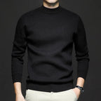 Men's long-sleeve mock neck sweater with ribbed trims
