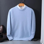 Men's long sleeve crew neck sweater with ribbed trims