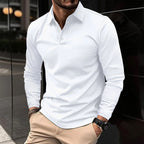 Men's long sleeve polo shirt with collar and button placket