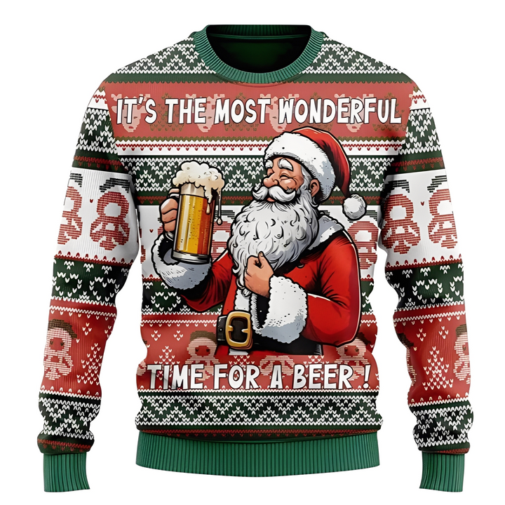 Camel printed festive crewneck sweatshirt with long sleeves