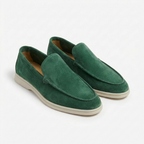 Men's slip-on loafers with stitched trim and contrast soles