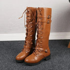 Women's lace-up combat boots with buckle details
