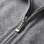 Men's mock neck zip cardigan with ribbed trim