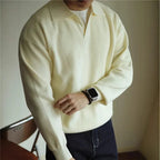Men's collared long sleeve knit polo shirt