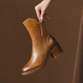 Women's ankle boots with side zipper and block heel