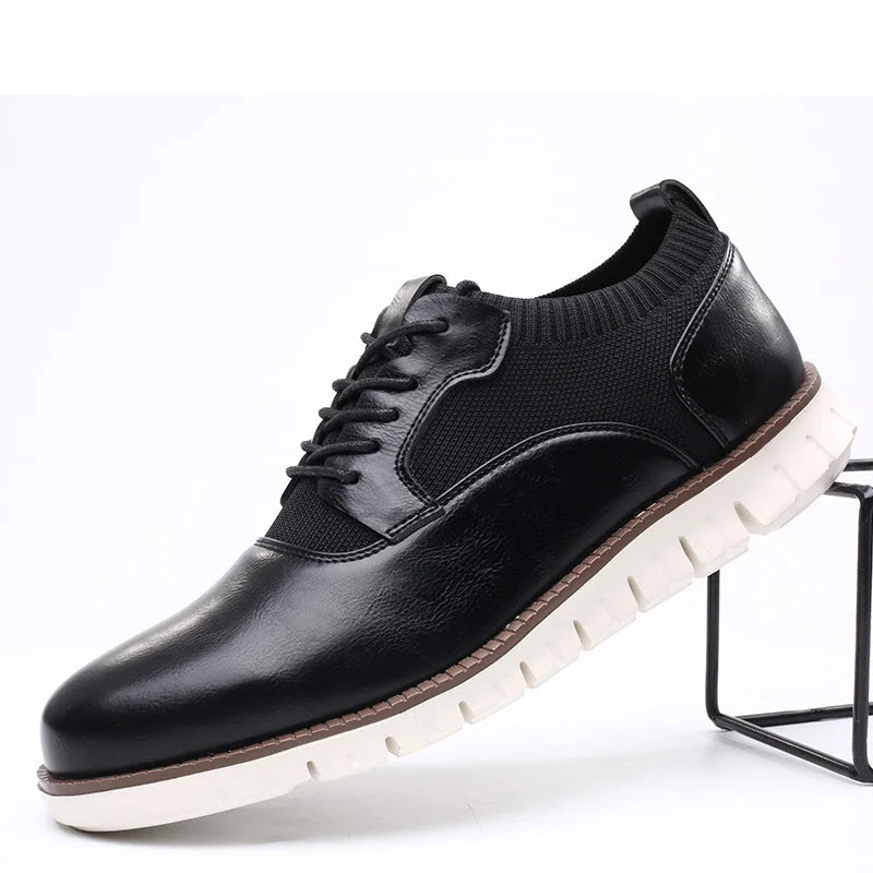 Men's casual lace-up sneakers with textured panels