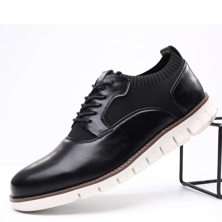 Men's casual lace-up sneakers with textured panels