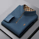 Men's quarter zip knit pullover with mock neck and checkered collar lining