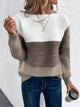 Women's color block knit jumper with crew neckline and long sleeves