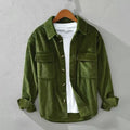 Men's long-sleeved corduroy shirt with button front and two chest pockets