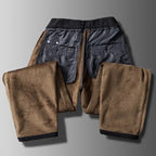 Men's straight leg trousers with ribbed texture and side pockets