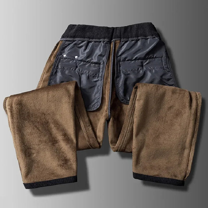 Men's straight leg trousers with ribbed texture and side pockets