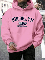 Men's long-sleeve graphic hoodie with drawstring hood and kangaroo pocket