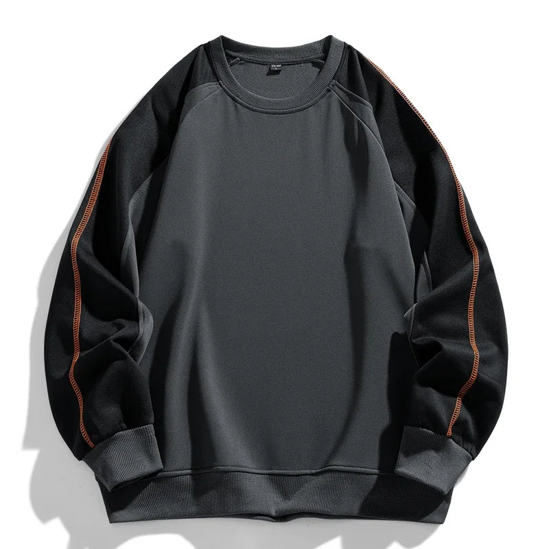 Unisex colourblock crew-neck sweatshirt with contrast long sleeves and orange seam detailing