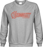 Unisex crew neck sweatshirt with Highbury London front graphic and ribbed trims